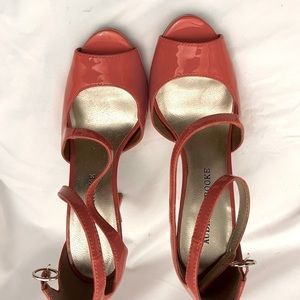 Audrey Brooke high heeled shoes. 4 inch heel. Strapped detail, buckle closure